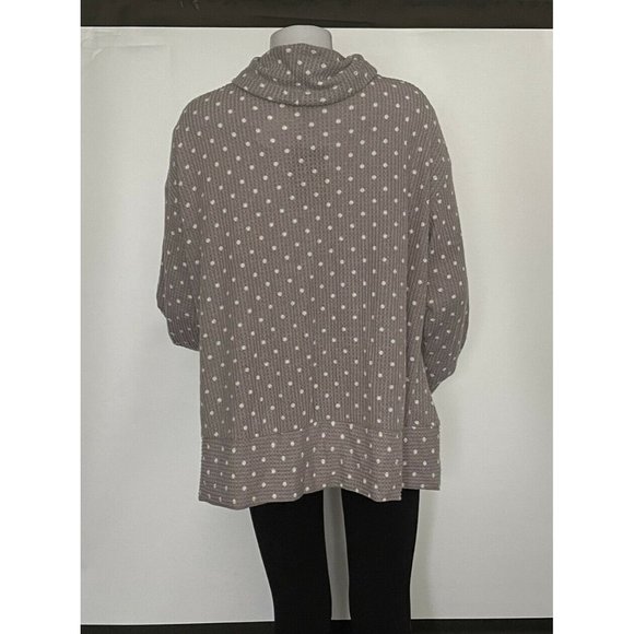 🌹Women’s Sweatshirt Size 3X Como Black Long Sleeve Cowl Neck Polka Dots Grey - Picture 4 of 12